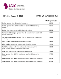Effective August 5, 2016 MARK-UP RATE SCHEDULE