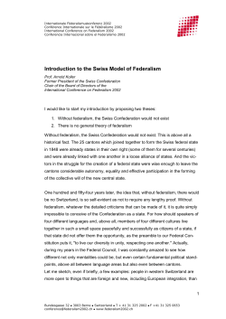 Introduction to the Swiss Model of Federalism