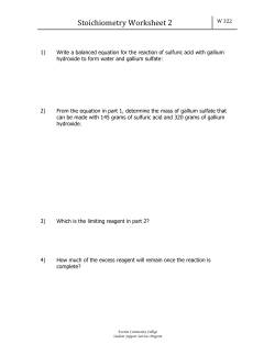 Stoichiometry Worksheet 2 - Everett Community College