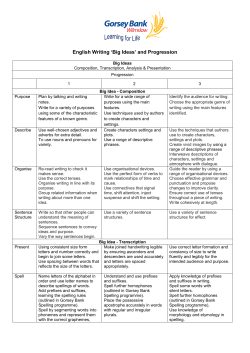 English Writing `Big Ideas` and Progression