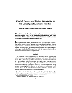 Effect of Toluene and Similar Compounds on the Carbohydrate