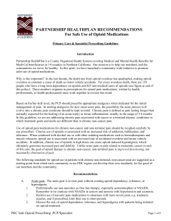 PARTNERSHIP HEALTHPLAN RECOMMENDATIONS For Safe Use