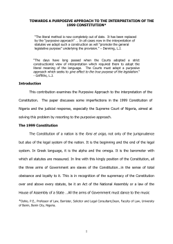 towards a purposive approach to the interpretation of the 1999