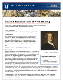 Benjamin Franklin`s Satire of Witch Hunting