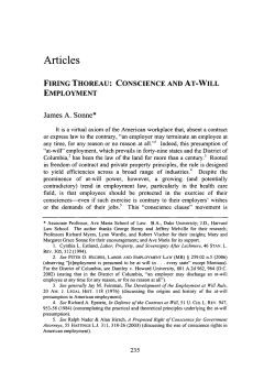 Firing Thoreau: Conscience and At-Will Employment