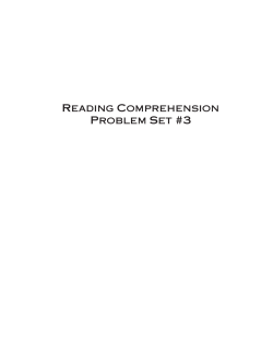 Reading Comprehension Problem Set #3