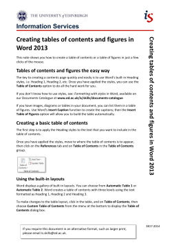 Creating tables of contents and figures in Word 2013