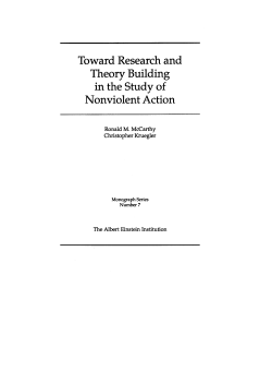 toward research and theory building in the study of nonviolent action