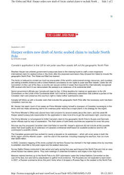 Harper orders new draft of Arctic seabed claim to
