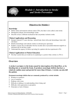 Module 1. Introduction to Stroke and Stroke Prevention