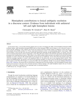 Hemispheric contributions to lexical ambiguity resolution in a