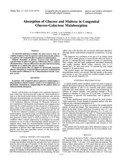 Absorption of Glucose and Maltose in Congenital Glucose