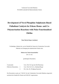 Development of Novel Phosphine Sulphonate-Based