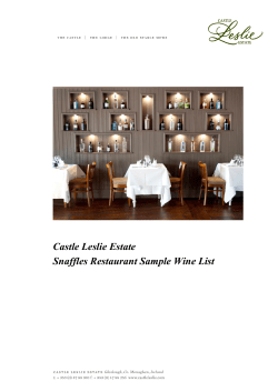 Snaffles Restaurant Wine List