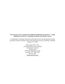 The concept of cost considered from Biblical and business