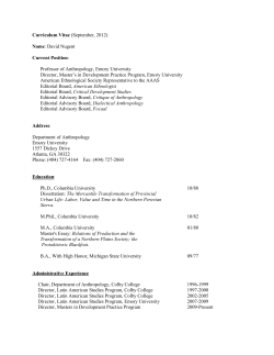 Full CV - Anthropology Emory