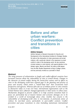 Before and after urban warfare: Conflict prevention and transitions in