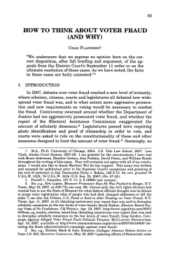 How to Think about Voter Fraud (and Why)