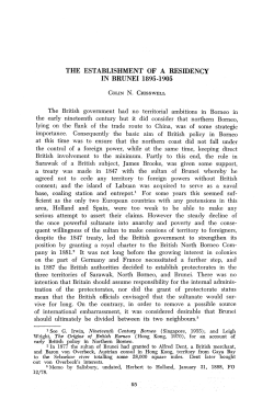 THE ESTABLISHMENT OF A RESIDENCY IN BRUNEI 1895-1905