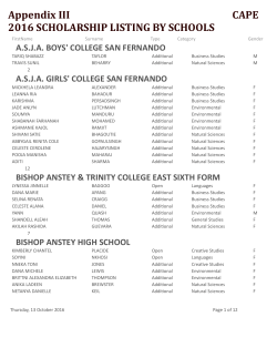 CAPE 2016 Scholarship Listing By School
