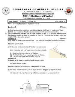 DEPARTMENT OF GENERAL STUDIES PHY&ndash; 101, (General Physics)