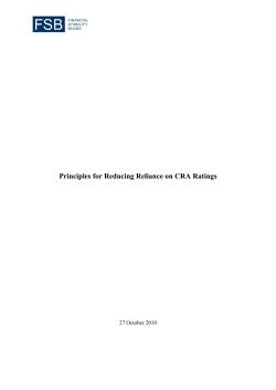 Principles for Reducing Reliance on CRA Ratings