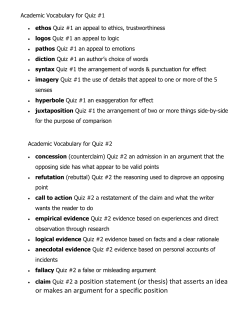 claim Quiz #2 a position statement (or thesis) that asserts an idea or