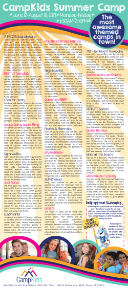 Camp Descriptions - America`s Kids in Motion