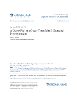 A Queer Poet in a Queer Time: John Milton and Homosexuality