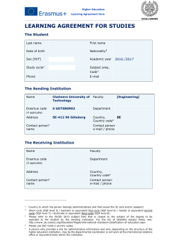 LEARNING AGREEMENT FOR STUDIES
