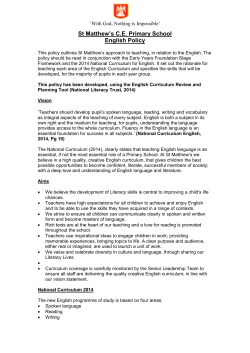 St Matthew`s Skills Curriculum - St Matthew`s C of E Primary School