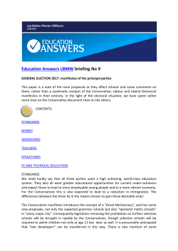 May 2017 Briefing No 9 Analysis of Election Manifestos