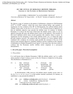 ON THE SYNTAX OF ROMANIAN DEFINITE PHRASES