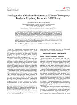 Self-Regulation of Goals and Performance: Effects of Discrepancy