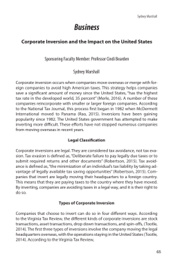 Corporate Inversion and the Impact on the United States