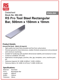682-286 RS Pro Tool Steel Rectangular Bar, 500mm x 150mm x