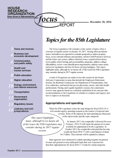 Topics for the 85th Legislature