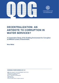 DECENTRALIZATION: AN ANTIDOTE TO CORRUPTION IN WATER
