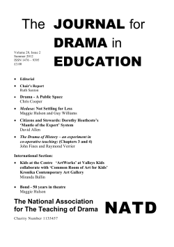 The JOURNAL for DRAMA in EDUCATION
