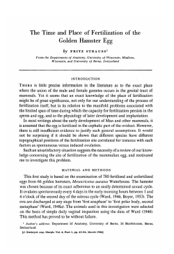 The Time and Place of Fertilization of the Golden