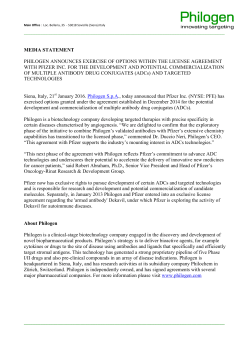 Press Release Philogen Pfizer ADC option exercise