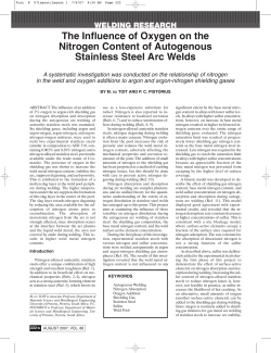 The Influence of Oxygen on the Nitrogen Content of Autogenous