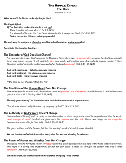 The Ripple Effect The Character of God Does Not Change!