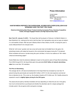 Kantar Media`s 2014 Super Bowl pre