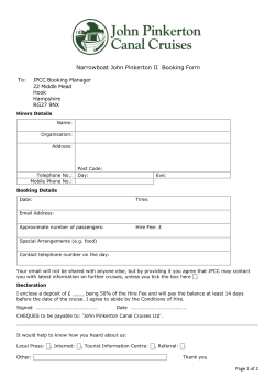 Narrowboat John Pinkerton II Booking Form