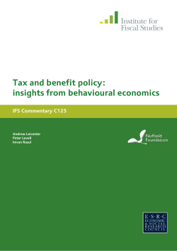 Tax and benefit policy: insights from behavioural economics