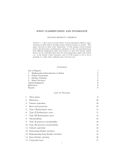 KNOT CLASSIFICATION AND INVARIANCE Contents List of Figures