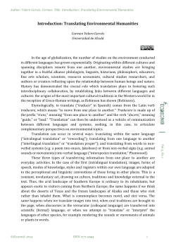 Introduction: Translating Environmental Humanities