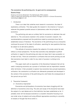 The economics the performing arts - Association for Social Economics