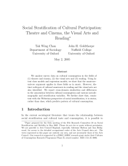 Social Stratification of Cultural Participation: Theatre and Cinema